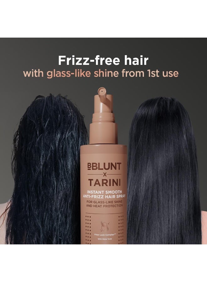 BBLUNT x TARINI INSTANT SMOOTH ANTI-FRIZZ HAIR SPRAY For Glass-Like Shine & Heat Protection |With Frizz Lock Complex™ & Shine Tonic | Humidity-Proof | Activated By Heat |  | All Hair Types 100ml - Image 4